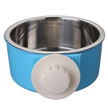 (Blue, S) Stainless Steel Dog Cat Bird Puppy Pet Hanging Cage Bowl Feeding Water Food