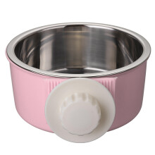 (Pink, S) Stainless Steel Dog Cat Bird Puppy Pet Hanging Cage Bowl Feeding Water Food