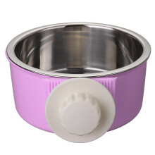 (Purple, S) Stainless Steel Dog Cat Bird Puppy Pet Hanging Cage Bowl Feeding Water Food