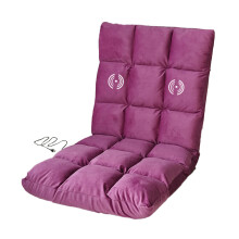 (Purple) USB Power Supply Folding Floor Chair Adjustable Lazy Sofa Lounger Soft Recliner with Back Support For Home Living Room