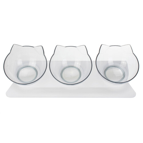 (Transparent) Cat Elevated Bowl with Raised Stand & Three Feeders
