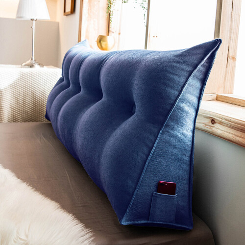 (Coffee) Sofa Bed Large Filled Triangular Wedge Cushion Bed Backrest Positioning Support Pillow Reading Pillow Office Lumbar Pad with Removable Cover 2