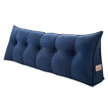 (Dark Blue) Sofa Back Cushion Bed Couch Seat Rest Pad Waist Support Backrest Triangular Wedge Pillow Home Office Furniture Decorations