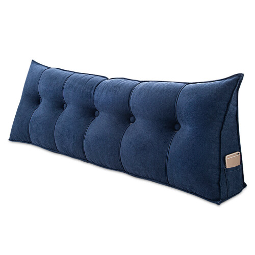 (Dark Blue) Sofa Back Cushion Bed Couch Seat Rest Pad Waist Support Backrest Triangular Wedge Pillow