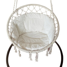 (Beige) Linen Hammock Cushion Hanging Basket Cushion 60*60*45cm Hanging Chair Mat Soft Pad For Hanging Chair Swing Seat Home Chair Pads