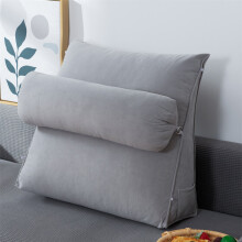 (Light Grey) Sofa Back Cushion Bed Couch Seat Rest Pad Waist Support Backrest with Head Pillow Home Office Furniture Decorations