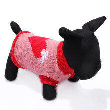 (M) Red Heart Bone Pet Dog Knitted Breathable Sweater Pink