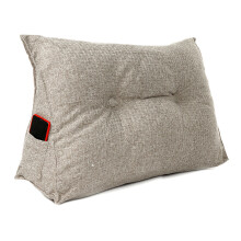 (Khaki) Linen Sofa Back Cushion Bed Couch Seat Rest Pad Reading Waist Support Backrest Pillow Mat Home Office Furniture Decorations