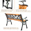 Costway Garden Slats Bench Loveseat Cast Frame Pattern Backrest Weather Proof 5
