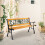 Costway Garden Slats Bench Loveseat Cast Frame Pattern Backrest Weather Proof 9