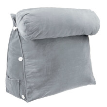 (Light Grey) Sofa Back Cushion Bed Couch Seat Rest Pad Reading Waist Support Backrest with Head Cushion Pillow Home Office Furniture Decorations