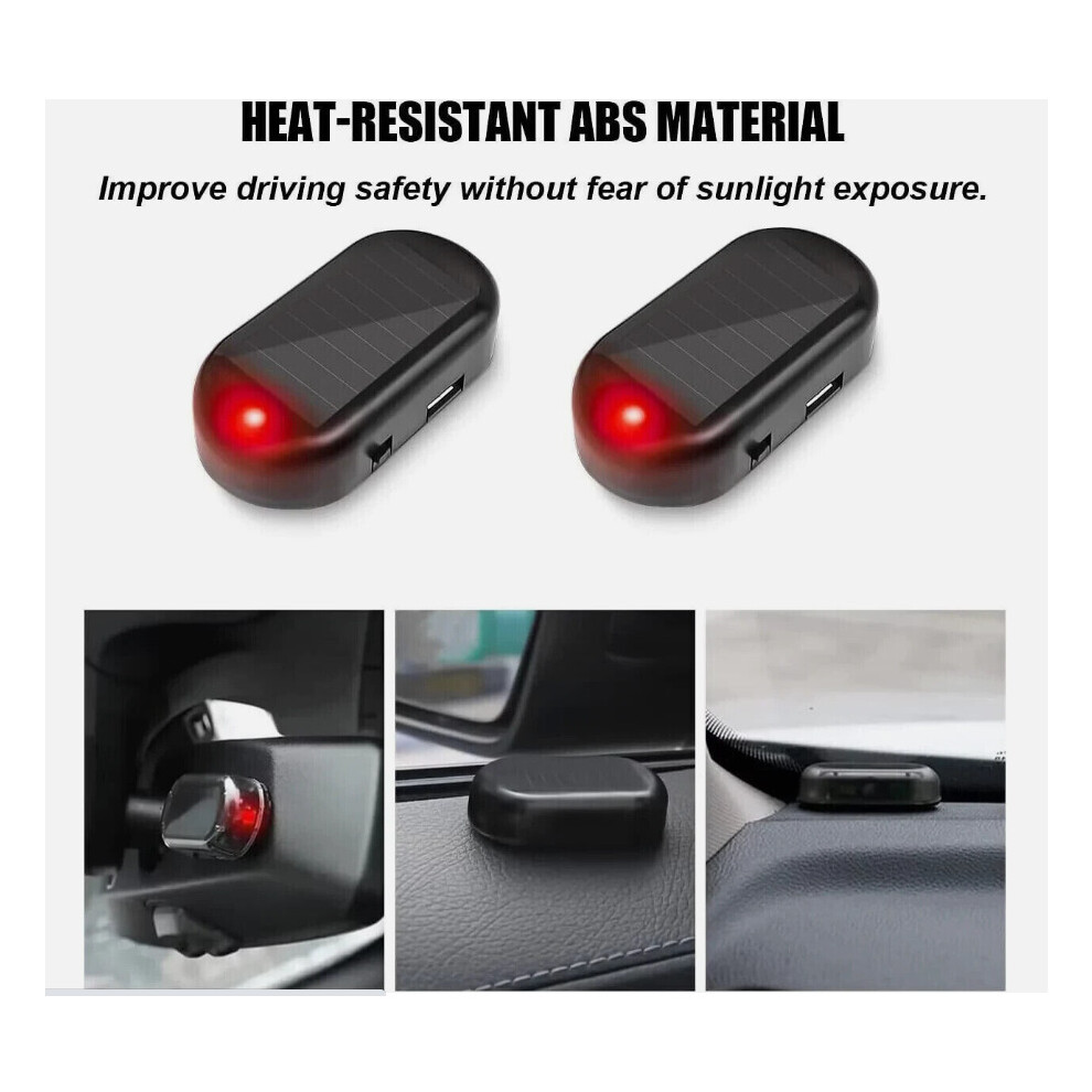 2X Fake Solar Car Alarm Led Security System Warning Theft Flash Blinking Light 5601103455046