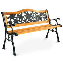 Garden Slats Bench Loveseat Cast Frame Pattern Backrest Weather Proof