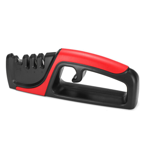 (Black) 3 Stages Cutter Sharpener Kitchen Sharpening Stone Tungsten Steel Blade Grinder Tools Kit 2