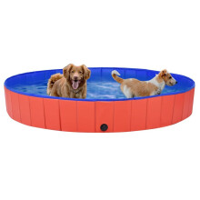 Foldable Dog Swimming Pool Red 200x30 cm PVC Puppy Bath Collapsible Bathing for Cats Playing Kids Bathtub Pet Supplies