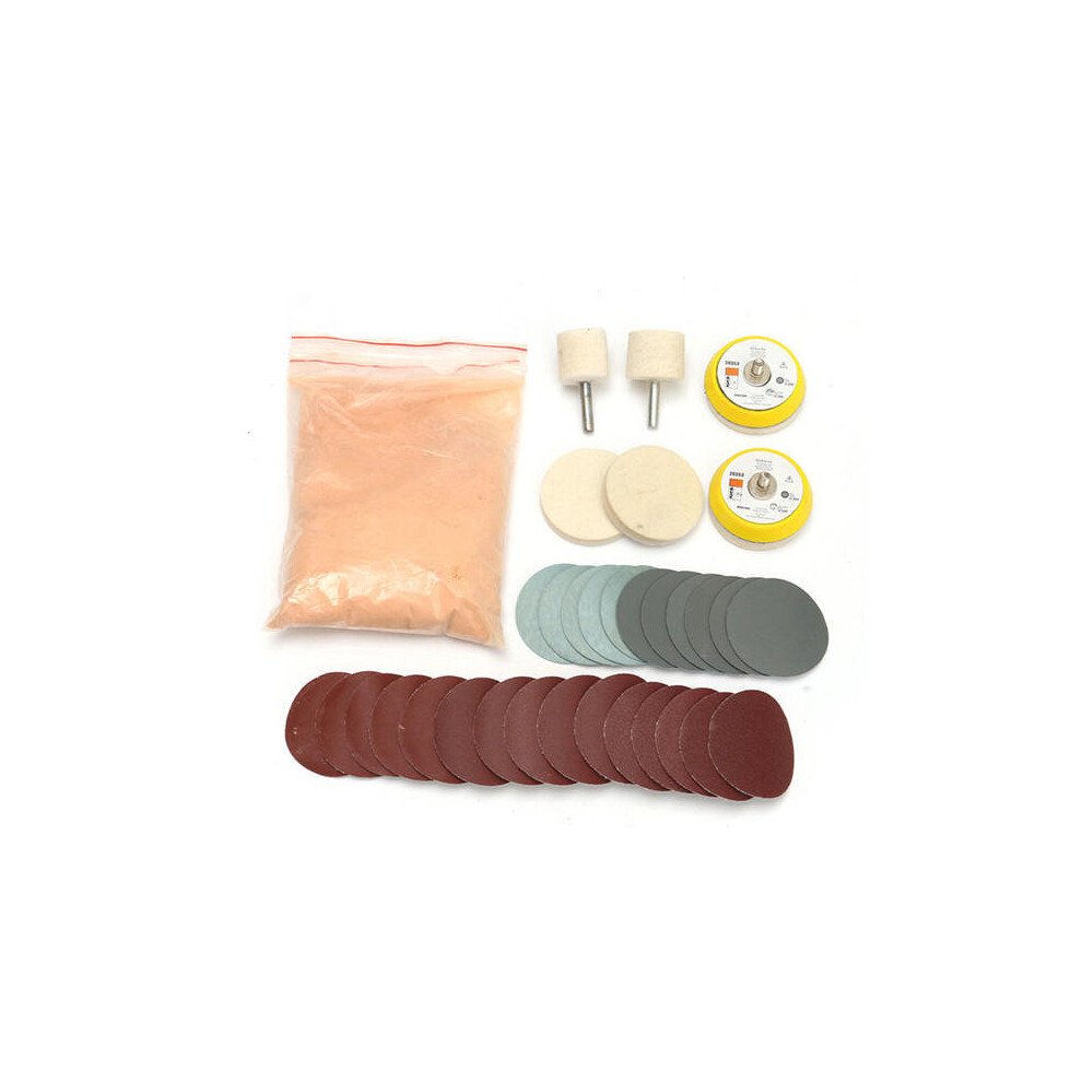 39Pcs Glass Polishing Kit 8Oz 230G Cerium Oxide Powder With Polishing Pad Wheel And Sandpaper 1138392159811