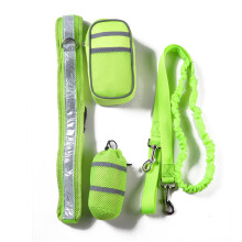 (Green) Dog Running Pet Sports Set Reflective Dog Traction Rope Set Running Traction Training Bag Outdoor Multi-function Hyena From