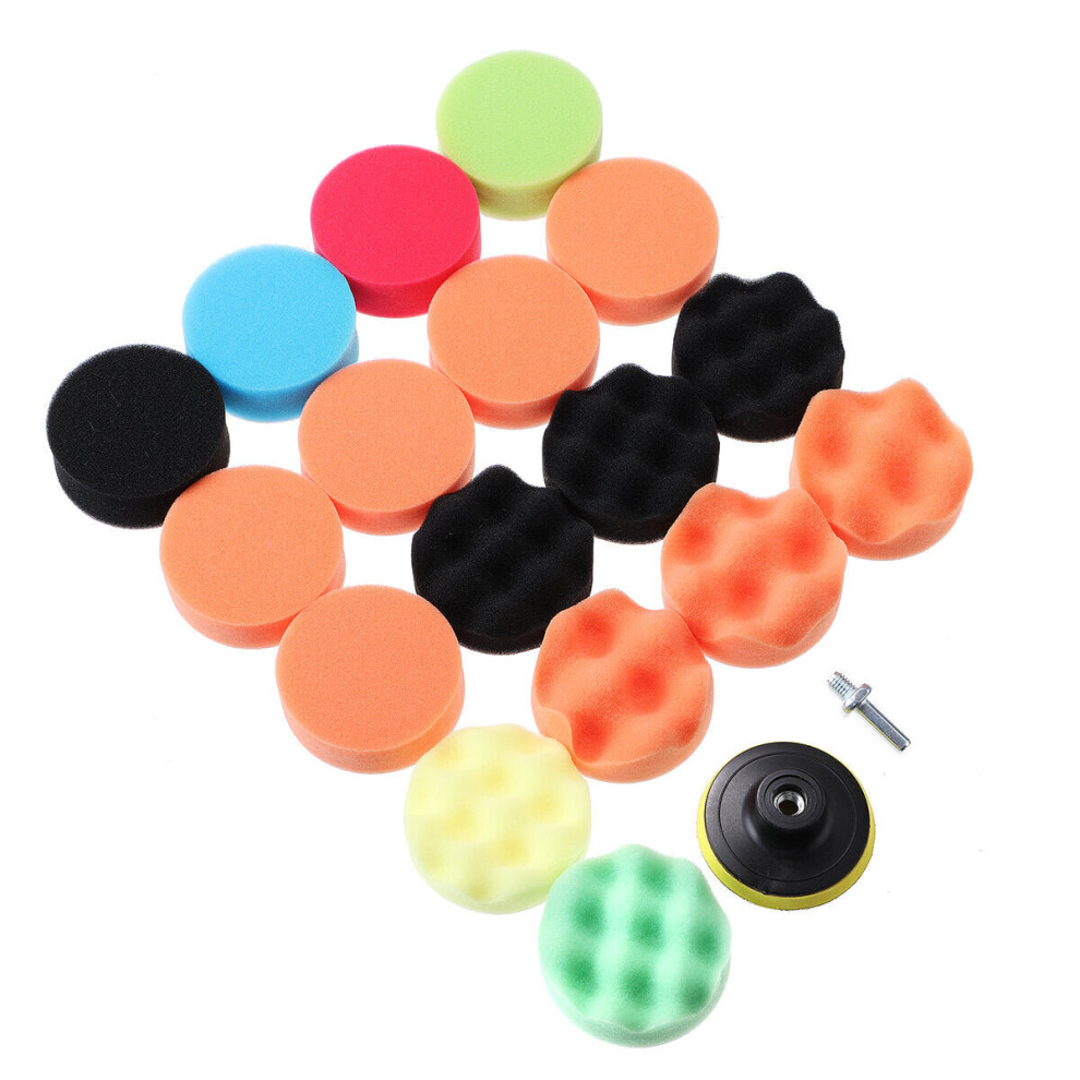 (#19) 3 Inch Polishing Sponge Waxing Buffing Pad Kit Compound Car Polisher Wash Orange/Black/Blue 1138392160411