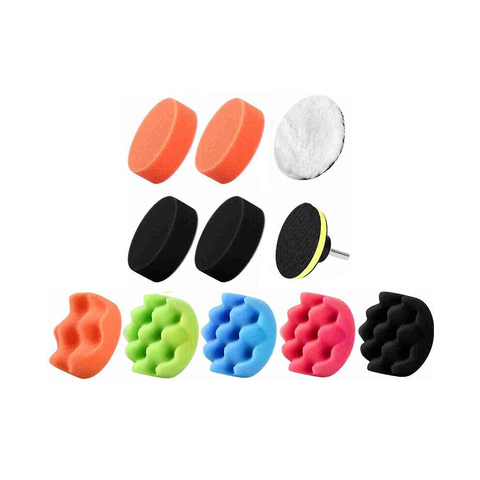 (#12) 3 Inch Polishing Sponge Waxing Buffing Pad Kit Compound Car Polisher Wash Orange/Black/Blue 1138392160404