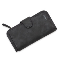 (Black) 14 Card Slots Woman Four Fold Wallet Purse Faux Leather Card Multi Card Slots Phone Bag