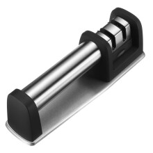 (Black) 2 Stage Sharpener Diamond Stainless Sharpening Knife Steel Sharpener Kitchen Tool