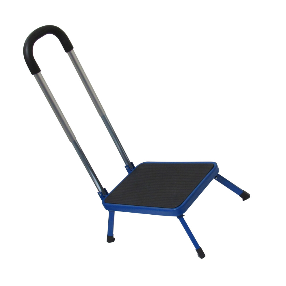 (Blue) Single Caravan Folding Step & Handrail (Non Slip)