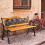 Costway Garden Slats Bench Loveseat Cast Frame Pattern Backrest Weather Proof 8