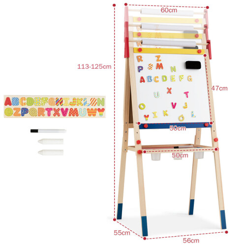 Casart 3 in 1 Double Sided Kids Easel Adjustable Chalkboard & Whiteboard 2