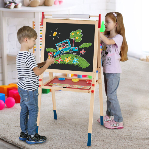 Casart 3 in 1 Double Sided Kids Easel Adjustable Chalkboard & Whiteboard 1