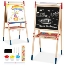 3 in 1 Double Sided Kids Easel Adjustable Chalkboard & Whiteboard