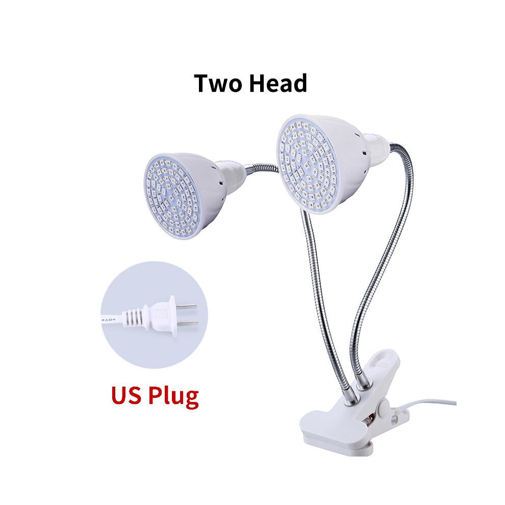 (Two heads -US Plug, 60 leds) Phytolamp Full Spectrum LED Grow Light E27 Phyto Lamp for Plants Plant Seedlings Flower Fitolamp Tent