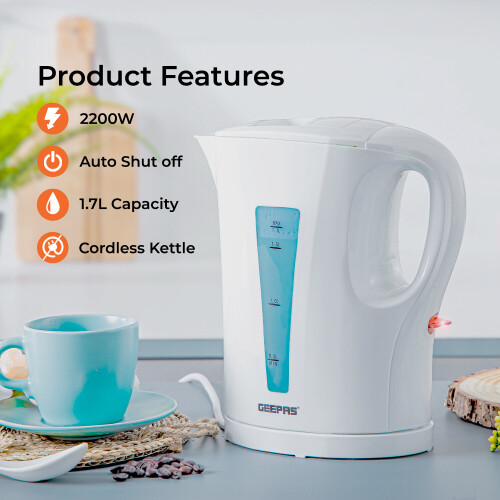 GEEPAS (White) Geepas 1.7L Kettle & Toaster Set 2 Slice Toaster 1