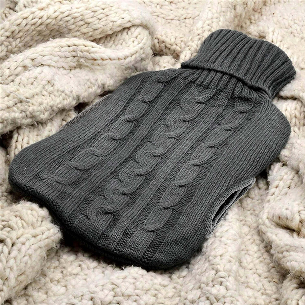 Denny Int Ltd Black (Black) Hot Water Bottle With Cover Luxury Soft Fluffy 2L High Quality Rubber Faux Fur