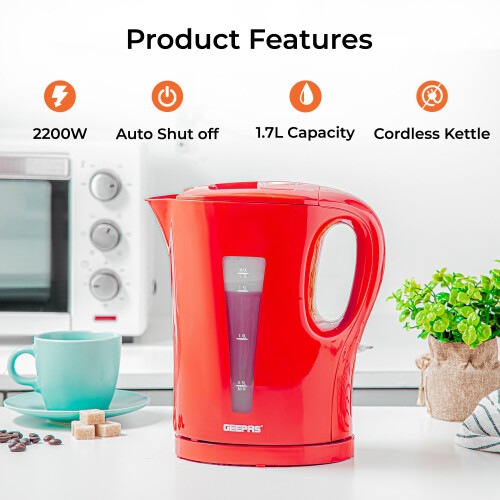 GEEPAS Geepas 1.7L Electric Kettle & 4 Slice Bread Toaster Kitchen Combo Set 2