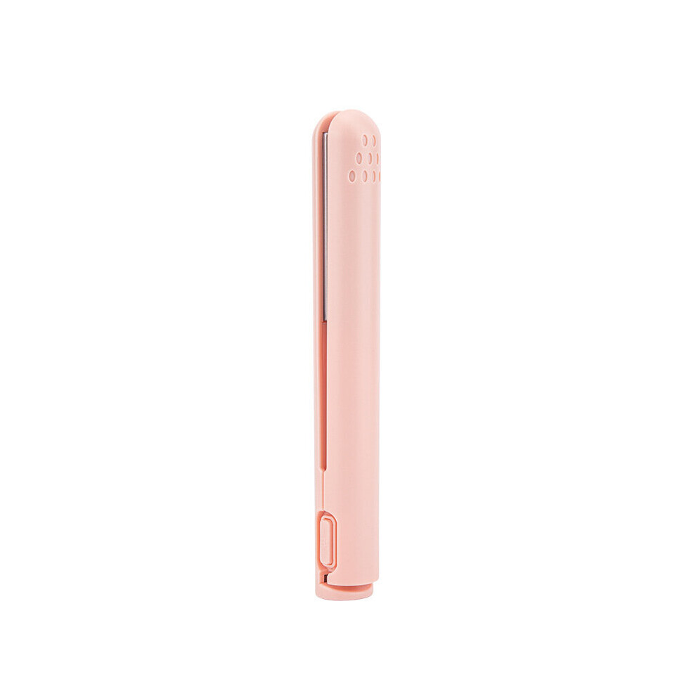 (Pink) Portable Hair Straightener Dual-purpose Curling Iron