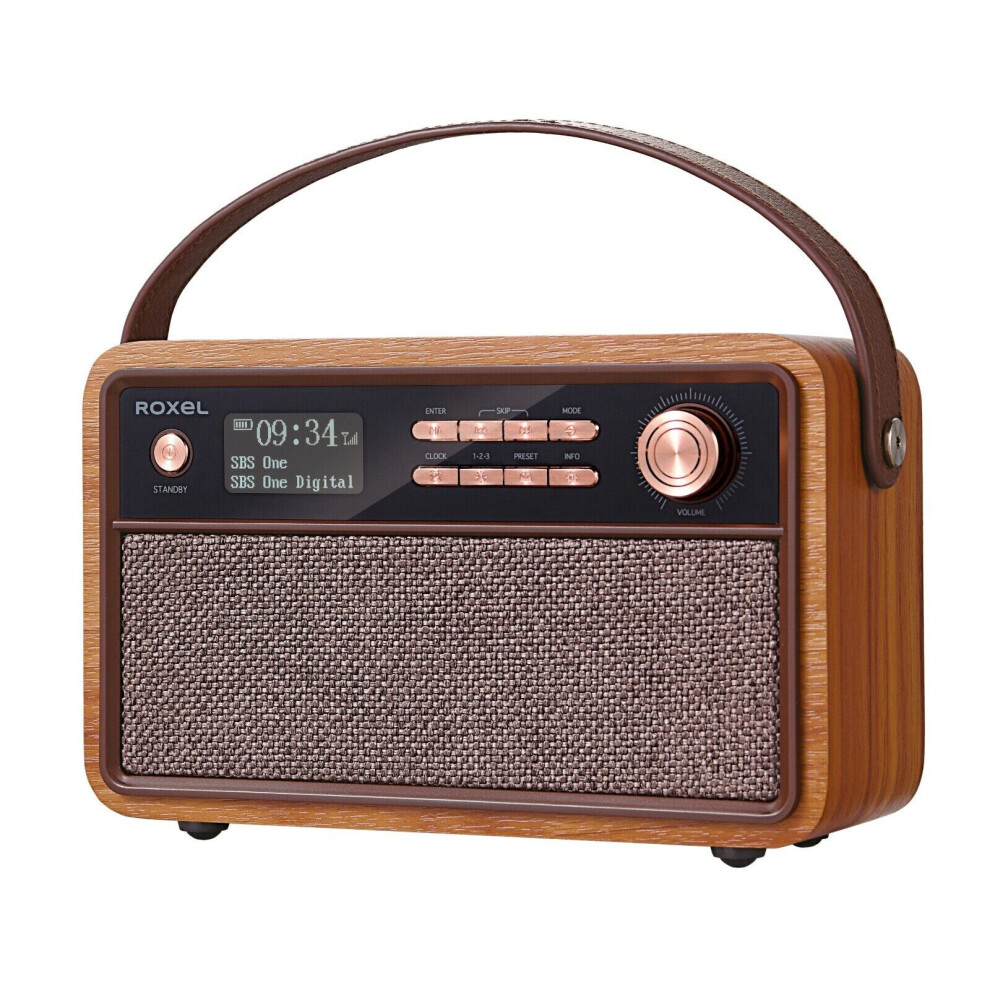 Roxel Retro Radio Wireless Speaker Alarm Clock - Portable DAB/DAB+ Digital & FM