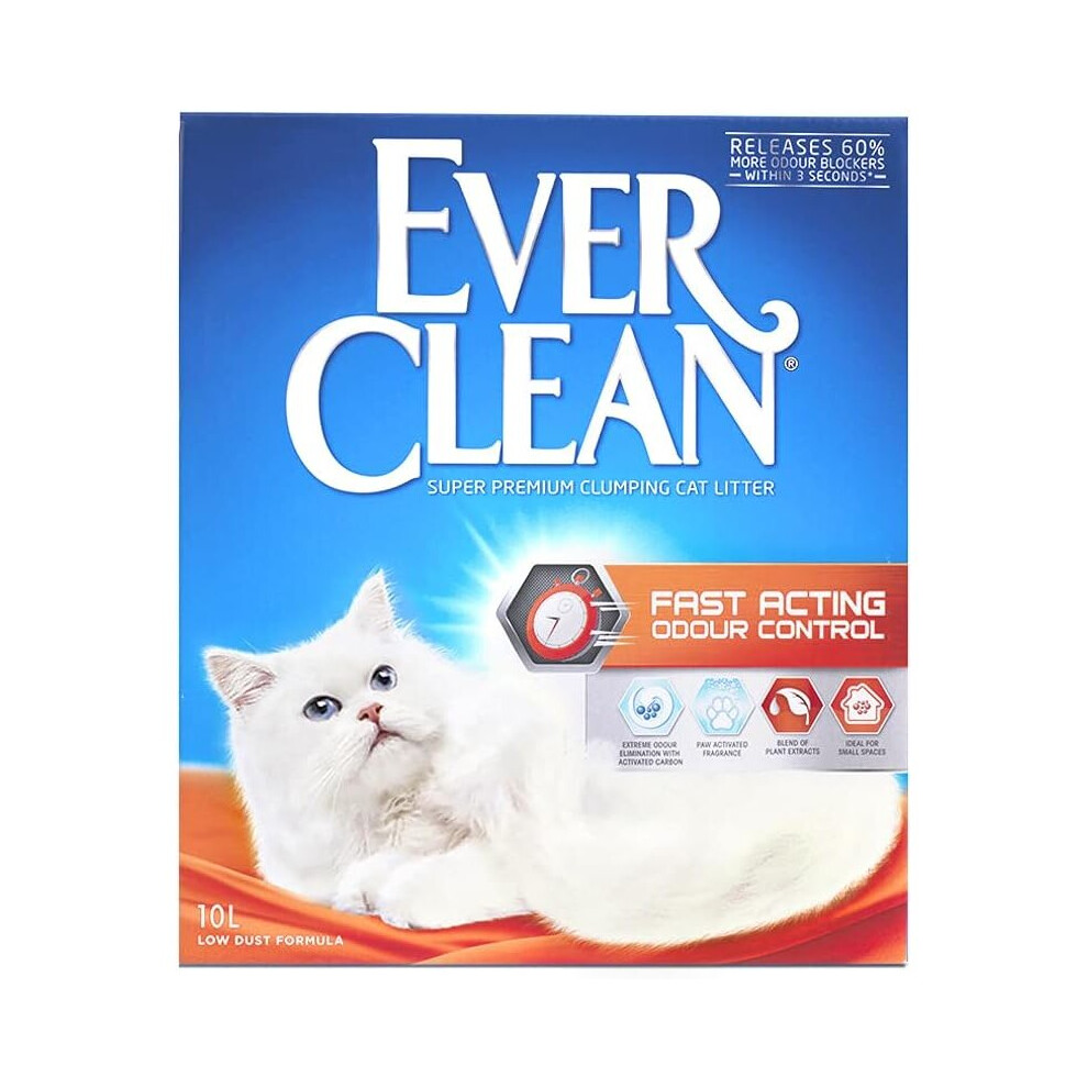 Ever Clean Clumping Cat Litter, Fast Acting Odour Control, Ideal for small spaces, Scented for long-lasting freshness, 10L