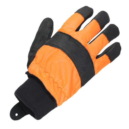 SPARES2GO Large Hi Visibility Chainsaw Comfort Safety Gloves - Size 10 1