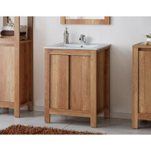 Bathroom Vanity Unit 600mm Sink Floor Cabinet Basin Oak Effect Classic
