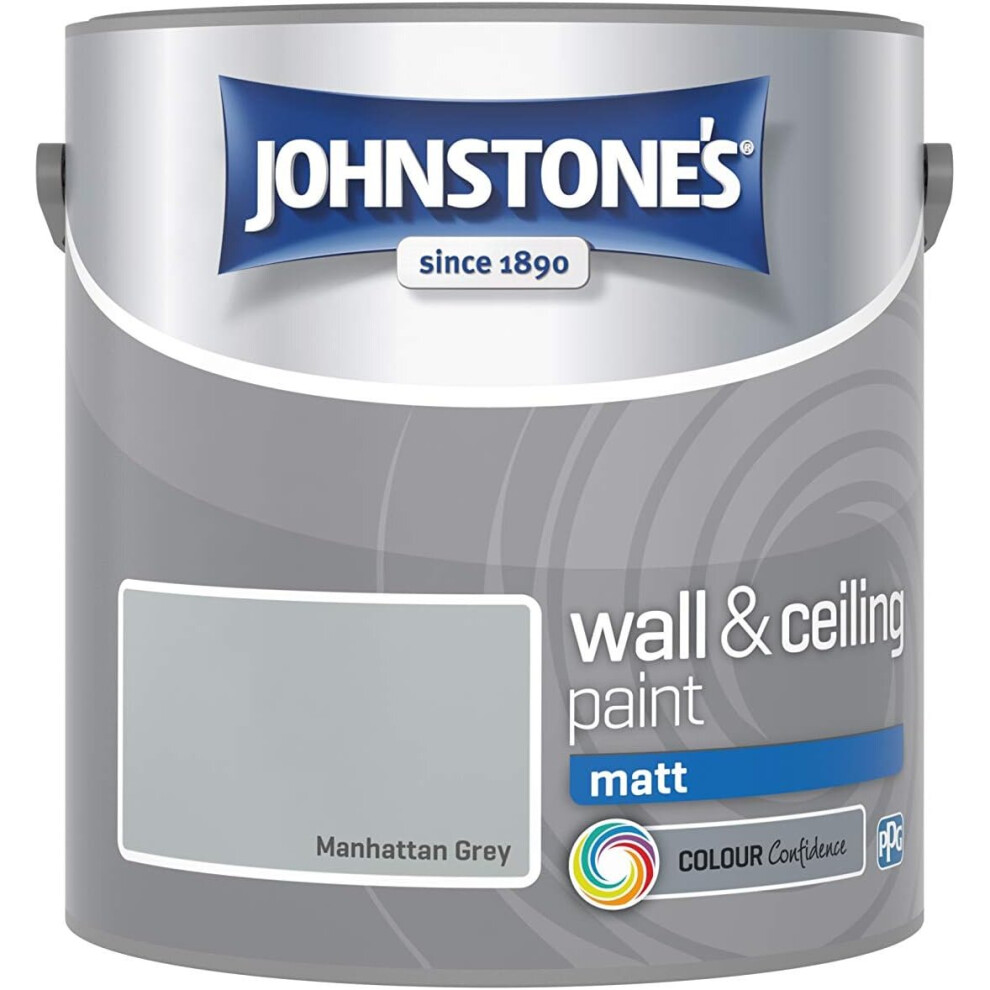 Johnstones Wall & Ceiling Paint Manhattan Grey Matt Finish Emulsion Paint Fantastic Coverage Easy Apply Dry In 1-2 Hours 12M2 Coverage 5051211274419