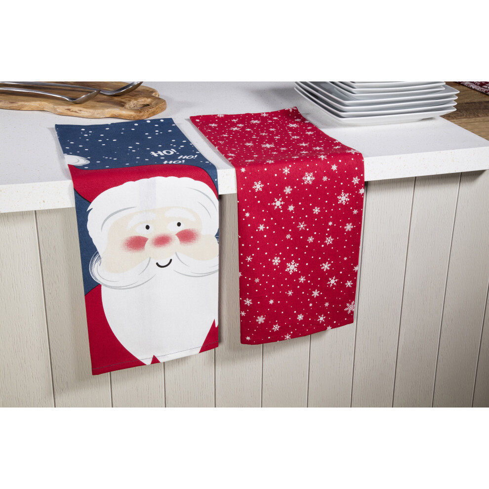 (Santa) Christmas Kitchen Tea Towels Set of 2 45x65cm