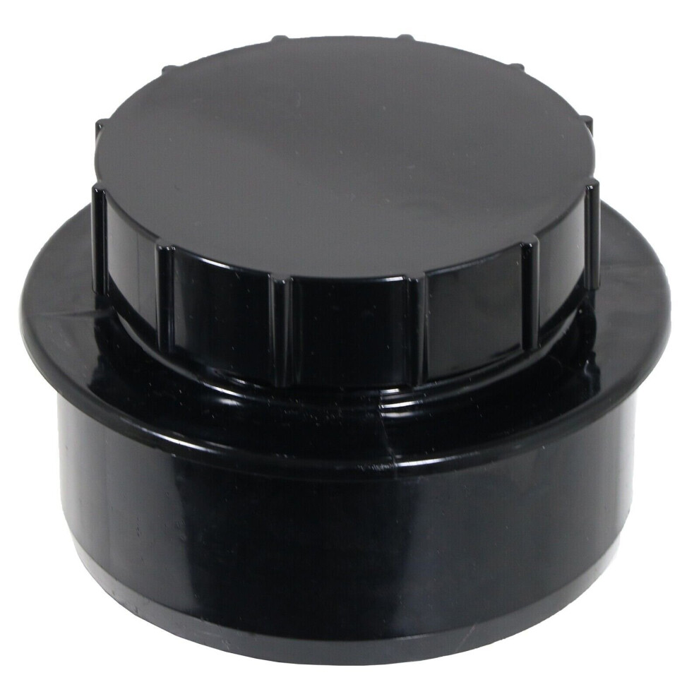 110mm Screwed Access Cap Ring Seal Soil System Vent Pipe Push Fit Plug (Black)