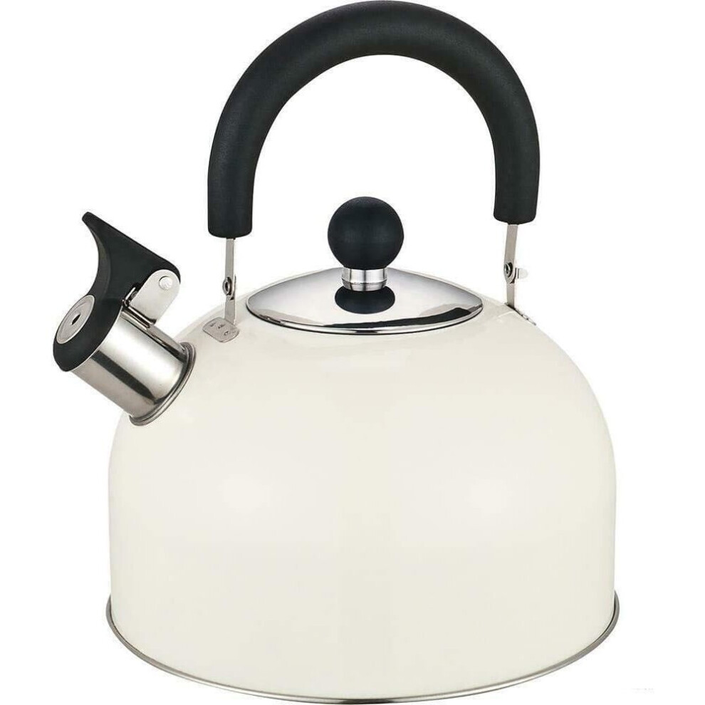 Mantraraj ( Kettle) Whistling Kettle 2.5L Stainless Steel Stovetop Kettle For Gas Stove Or Induction Hob Boil Teapot Coffeepot For Indoor & Outdo Cream