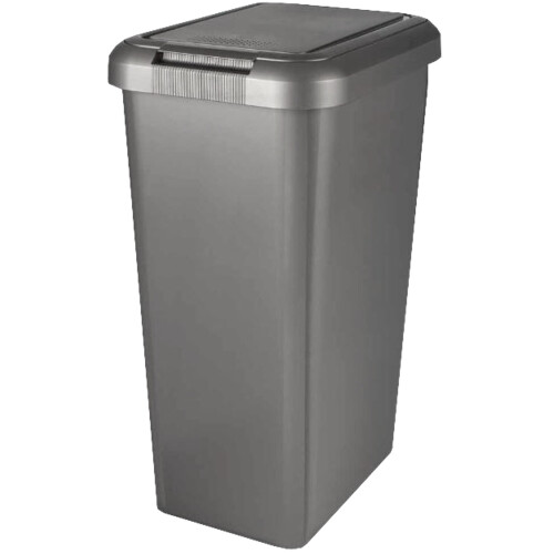 (Platinum Silver) Touch and Lift Rectangle Swing Bin - 45L