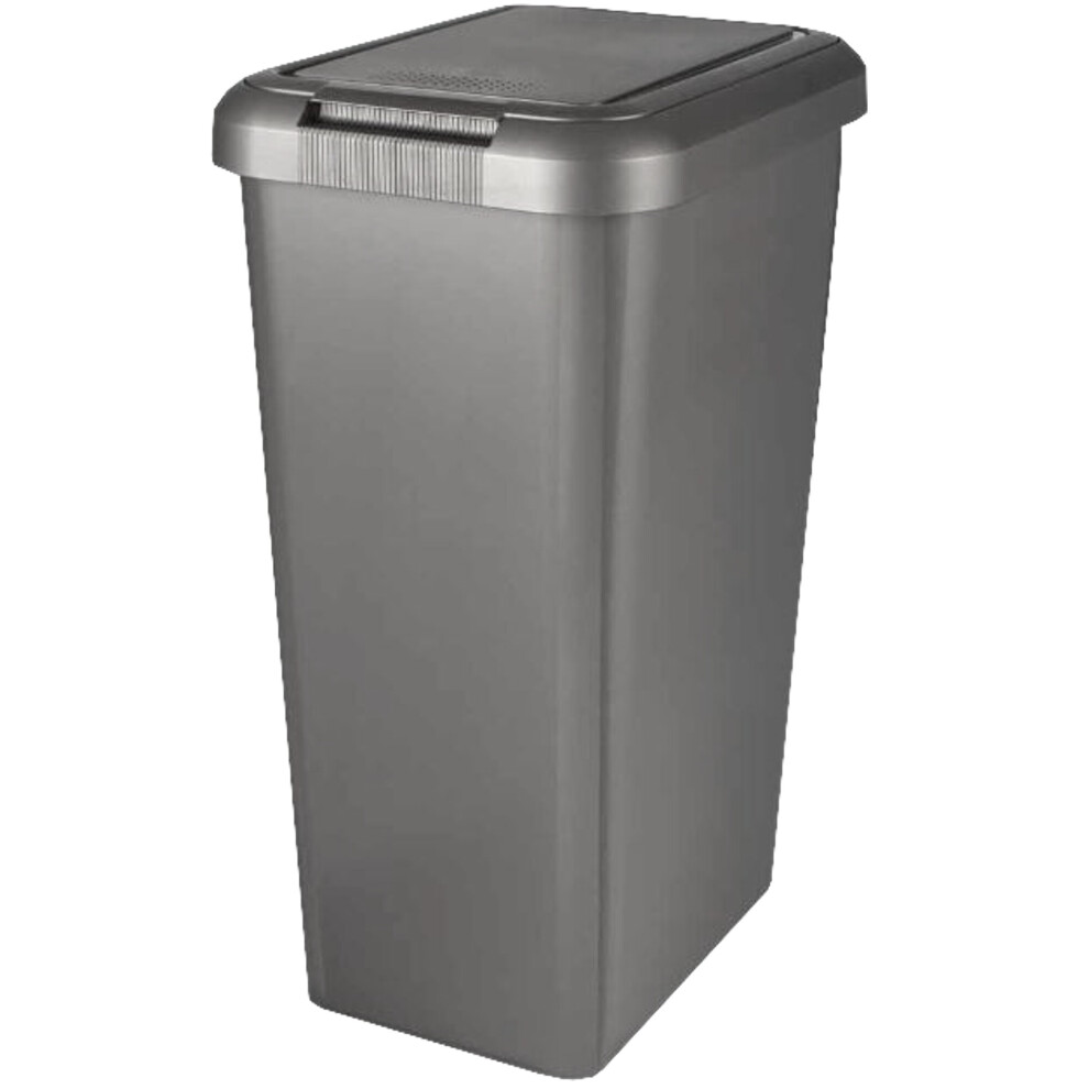 Ketoplastics (Platinum ) Touch And Lift Rectangle Swing Bin - 45L Silver