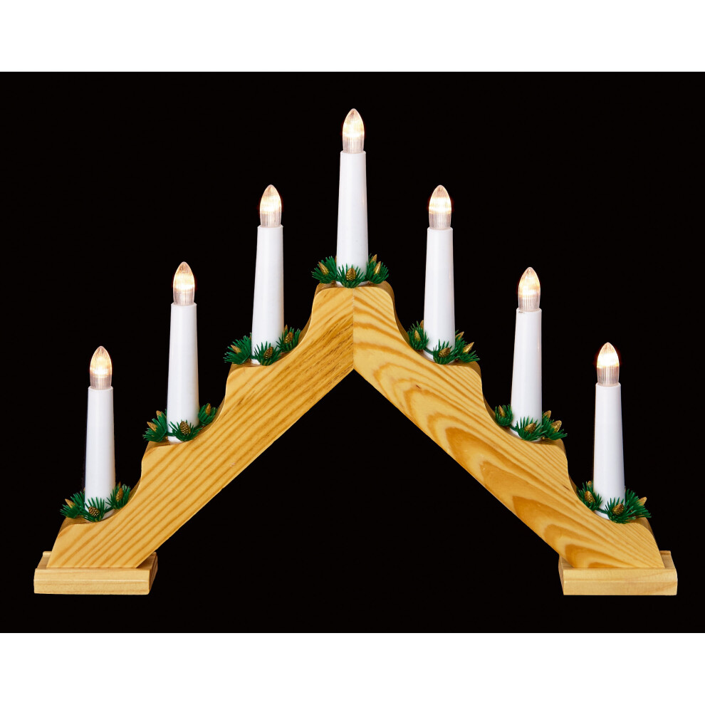Wooden Candle Bridge Battery Christmas Window Light Warm White LEDs