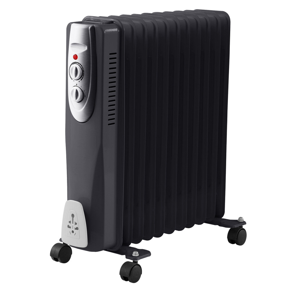 (1) 2500w Oil Filled Radiator 11 Fin 2.5k Portable Heater 3 Heat Settings Thermostat