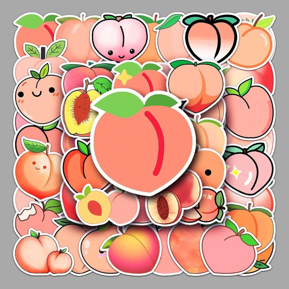 50pcs Peach Stickers Waterproof Vinyl Stickers Cute Funny Stickers for Laptop Tablet Phone Hydroflasks Water Bottle Bike Luggage Computer