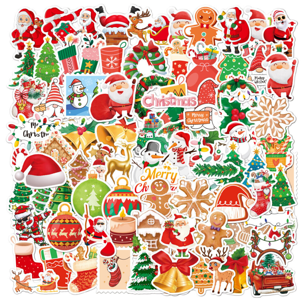 100 Pcs Christmas Stickers, Vinyl Waterproof Christmas Decorations Stickers for Laptop Water Bottles Envelopes Gifts