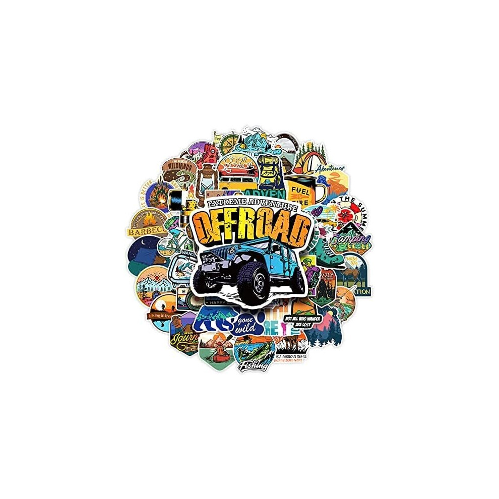 50pcs for Water Bottle Vinyl Stickers Funny Offroad Stickers DecalsTrucks Jeep Cars Windshield Adventure Hiking Teens Travel Laptop Graffiti